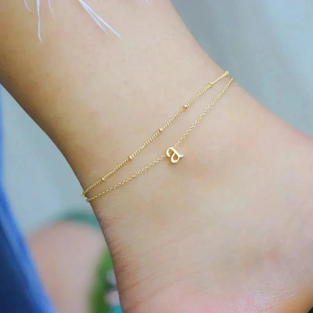 💛GOLD A to Z LETTER SPARKLE INITIAL ANKLET ALPHABET BRACELET GIFT, ELDM22279 - Picture 5 of 12